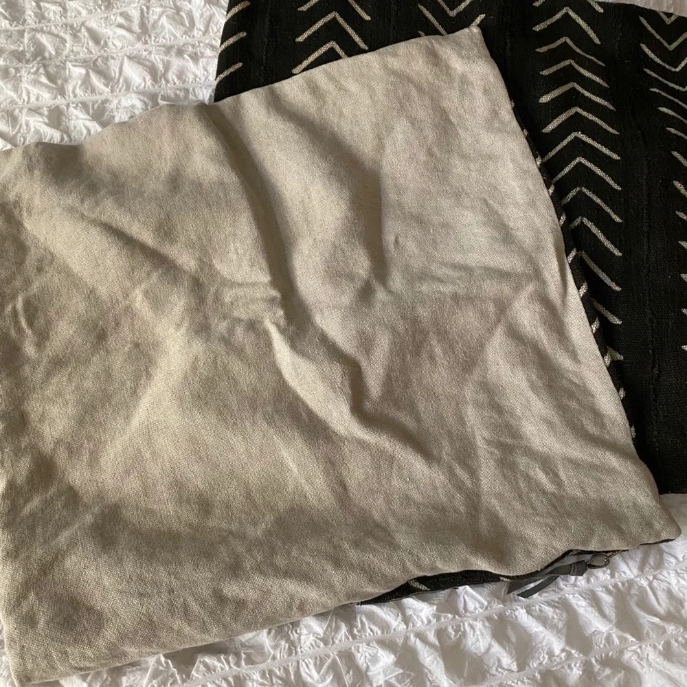 RH Mudcloth Black and White Chevron Euro Pillow Cover Shams Set Of 2 Restoration